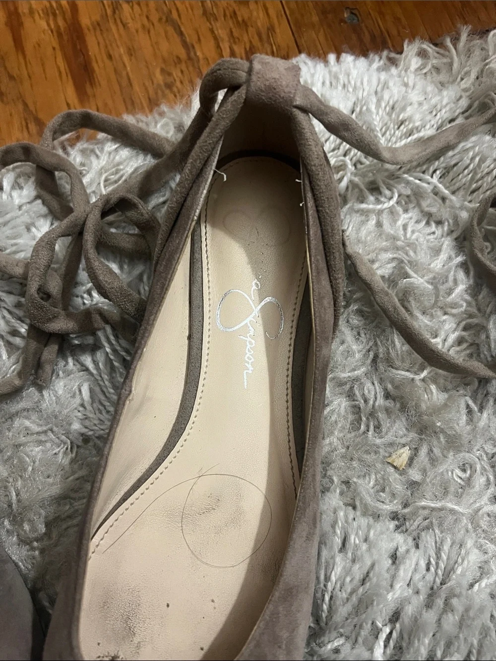 Jessica Simpson Bingley Taupe Lace-Up Suede Ballet Flats 8